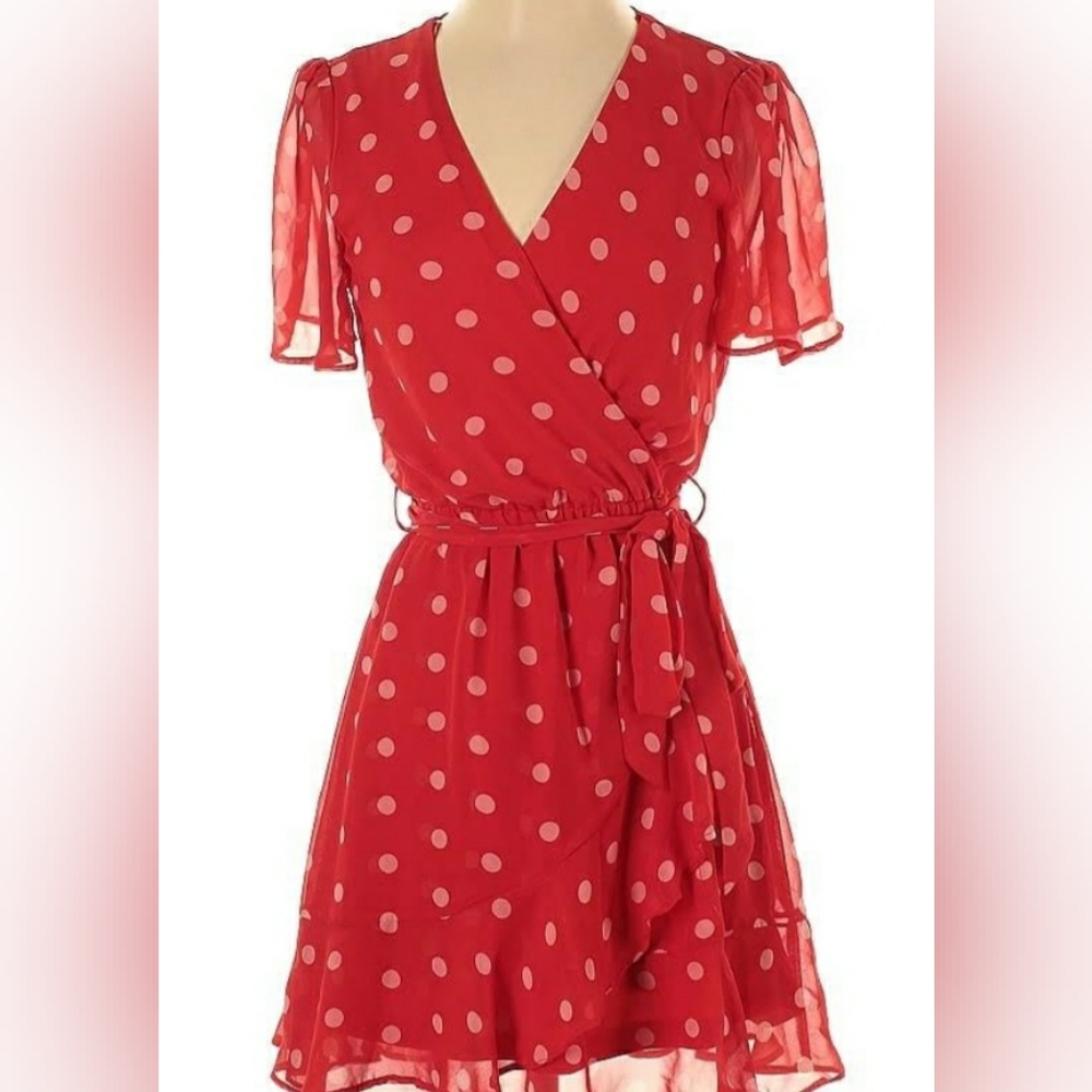 Francesca's Mi Ami Red and White Polka-dot Dress Size XXS - NWT